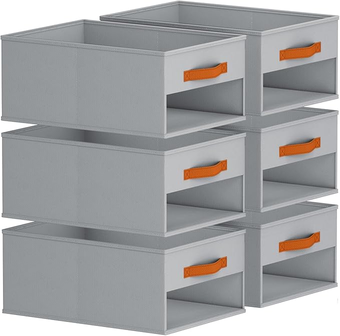 Homsorout Drawer Organizers and Storage - 6 Pack Foldable Pants Organizer with Clear Window & Handles, Fabric Closet Organize