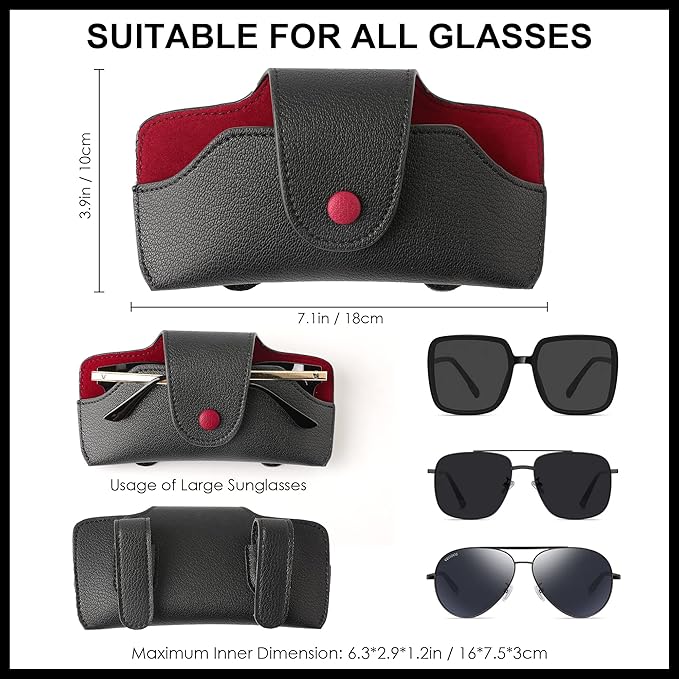 Car Sunglasses Holder for Car Visor Vegan Leather Auto Eyeglass Case with Clip Automotive Interior Visor Accessories