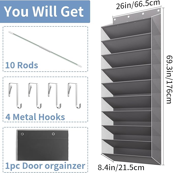 TAHAVICE 30 Pairs Over The Door Shoe Organizer, 10-Tier Hanging Shoe Rack with Deep Pocket for Closet, Extra Large Shoe Stora