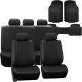 FH Group Car Seat Cover Black Full Set Deluxe Leatherette Protector Interior Accessories Universal Fit Full Set - Airbag Comp