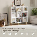 YESHOMY 9 White Cube Bookcase, Open Frame 3-Tier Book Shelf, Bookshelf Storage Organizer with Feet & Anti-Tilt Device for Org