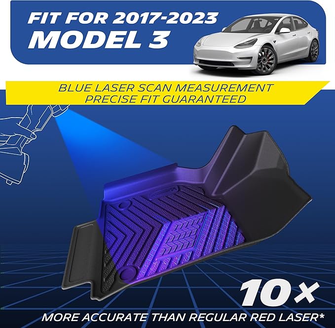 Michelin Premier Series Floor Mats for 2017-2023 Tesla Model 3, 3PCS, All-Weather Floor Liner, Custom Fit, Durable TPE, Non-Slip,Not Fit 2024+ Model 3 Highland