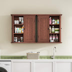 ChooChoo Bathroom Wall Cabinet, Over The Toilet Space Saver Storage Cabinet, Farmhouse Medicine Cabinet with 2 Doors and Adju