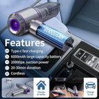 Car Vacuum Cleaner High Power 20000Pa – Cordless Handheld Mini Vacuum & Air Duster for Car & Desk, Home, Office & Camping, Id