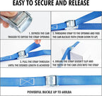 Cartman 1" x 12' Lashing Straps Cargo Tie-Down Strap Up to 600lbs, 8pk in Carry Bag, Blue