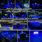 20 Pcs Rock Lights Blue Strip Lights Wheel Fender Well Underglow Led Lights for Cars Exterior Side Marker for Truck Golf Cart Wrangler RV RV SUV Offroad