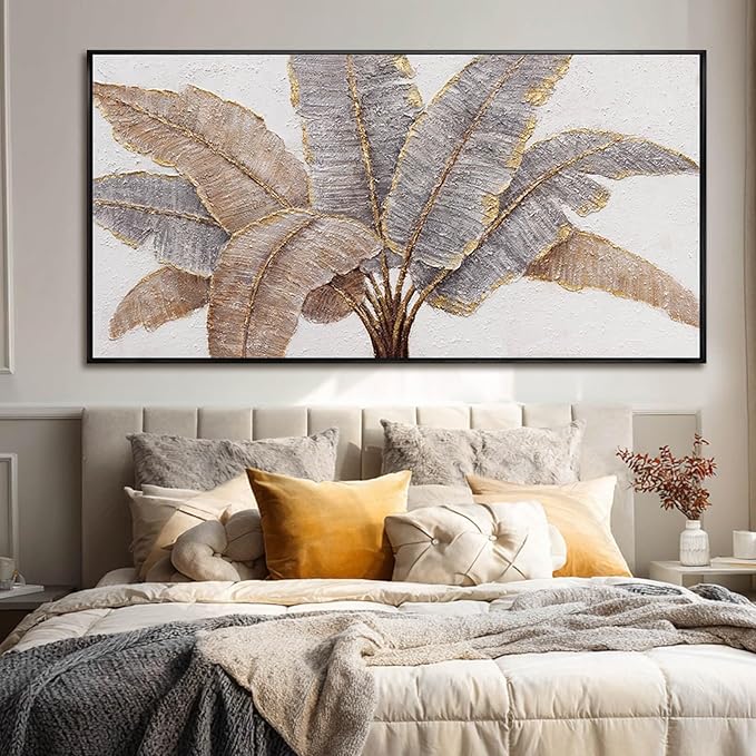 CHUDANHAO Botanical Wall Art Vintage Pictures Wall Decor Grey and Gold Photo Prints Line Wall Hangings 24"x48" Canvas Decorat