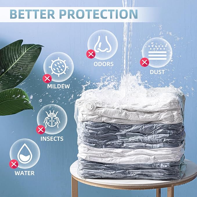 6 Pack Vacuum Storage Bags, Cube Combo (3 Jumbo+3 Medium), Vacuum Seal Bags for Clothing, Bedding, Blanket, Space Saving Clos