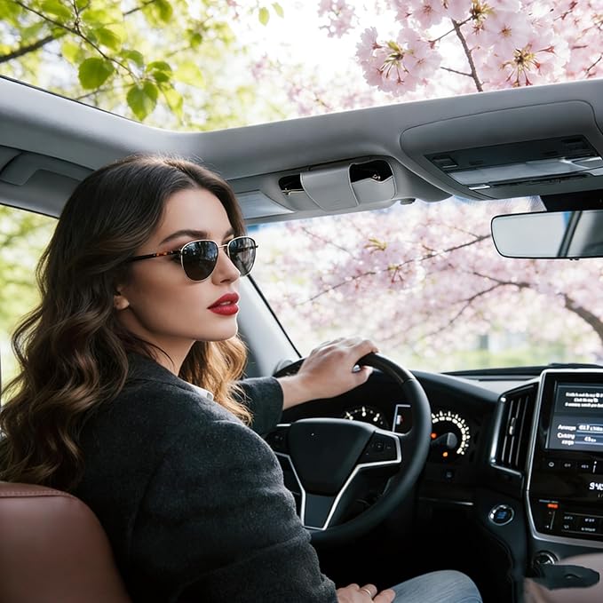 Car Sunglasses Holder for Car Visor Vegan Leather Auto Eyeglass Case with Clip Automotive Interior Visor Accessories