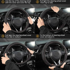 West Llama Customized Auto Car Steering Wheel Cover with 3D Texture for Dodge RAM 1500 2500 3500, 15.5-16 inch (Black+Red Lin