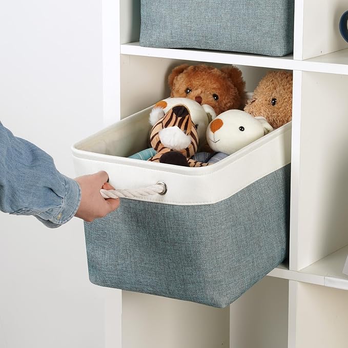 Temary Storage Baskets for Shelves 4 Pack Fabric Rectangle Baskets for Organizing Toys, Clothes, Decorative Bins with Handles