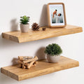 fuqing Live Edge Floating Shelves for Wall 20 inch, 8 Inch Deep Solid Elm Wood Floating Wall Shelves - Rustic Wooden Shelves 