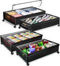 Under Bed Storage with Wheels，4 Pack Under Bed Storage Containers,Underbed Shoe Storage Bedroom Large Capacity Under Bed Stor