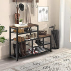 Shoe Rack Bench Shoe Storage Organizer with Seat, 5-Tier Industrial Free Standing Shoe Rack for Entryway, Narrow Shoe Rack Or
