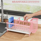 Cisily Sponge Holder for Kitchen Sink, Sink Caddy Organizer with High Brush Holder, Kitchen Countertop Organizers and Storage