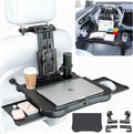 2-in-1 Car Steering Wheel Tray & Back Seat Headrest Tray with Phone Holder, Steering Wheel Desk Food Table for Car Laptop Mount Steering Wheel for Large SUVs, Trucks & Vans