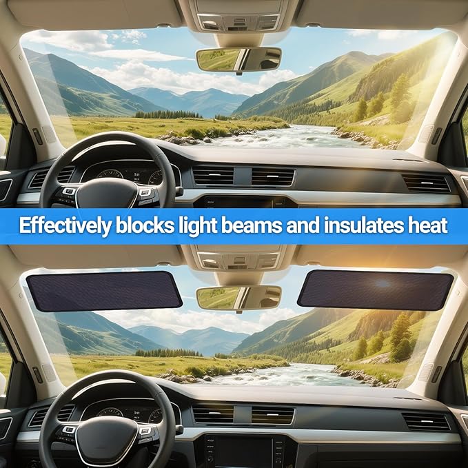 ZATOOTO Static Cling Car Sun Shade for Side Window & Windshield, 4 Pack Expandable Window Shade Sun Blocker Car Windshield Sunshade｜Reinforced Frame｜Anti-Glare｜(2 Pack, 9.84*7 in & 2 Pack, 15.7*7 in)