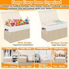 Large Toy Storage Box with Lid Upgraded Toy Storage Chest Organizer with Divider Foldable Toy Bin for Kids Boys Girls Playroo