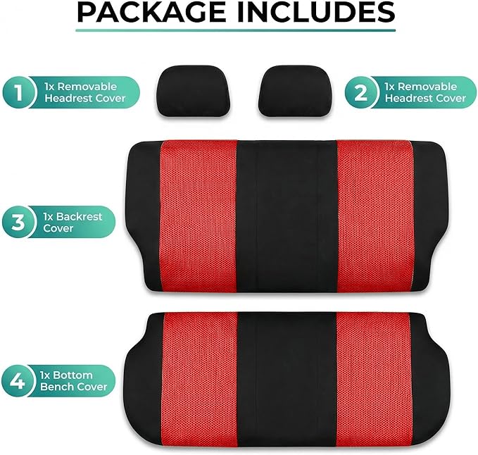 FH Group Automotive Rear Car Seat Covers for SUV, Trucks, Sedan and More - Universal Fit Front High Back & Rear Solid Bench D