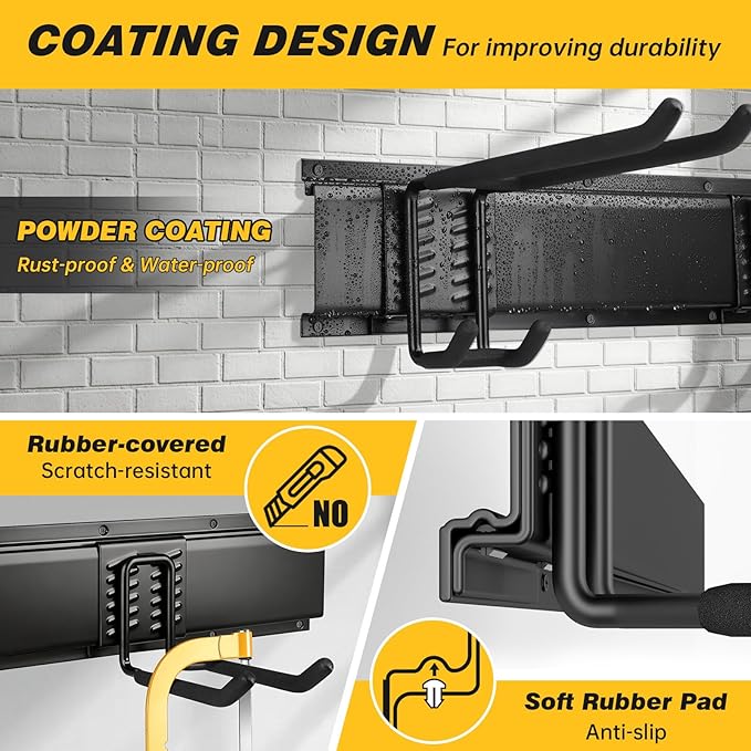UUP 32 Inches Garage Storage, Garage Organization, Wall Mount Garden Tool Organizer, Max 300lbs Adjustable Metal Hooks, Yard 