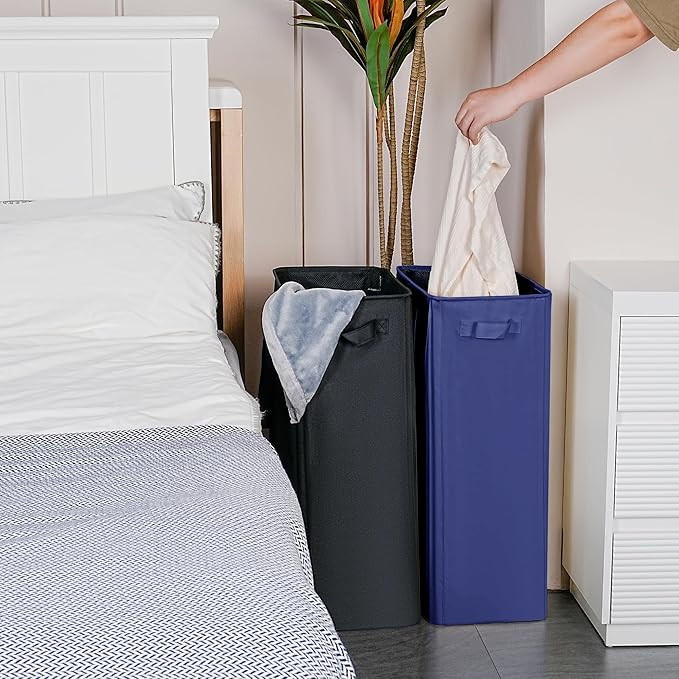 efluky Slim Laundry Basket, Narrow Laundry Hamper with Handles, Collapsible Dirty Clothes Hamper, Tall Laundry Bin for Laundr
