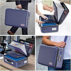 DocSafe Fireproof Document Box with Lock＆Shoulder Strap,Hard Case File Organizer with Accordion File Folder,Multi-Layer Porta