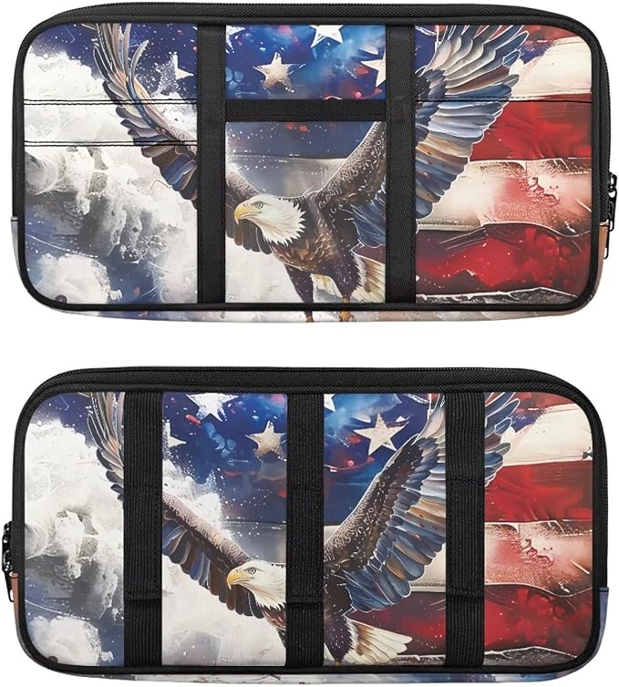 Flag Print Car Sun Visor Organizer Tactical Sunvisor Organizers with Zipper Storage Pouch Universal Accessories for Truck SUV,American Flag Eagle