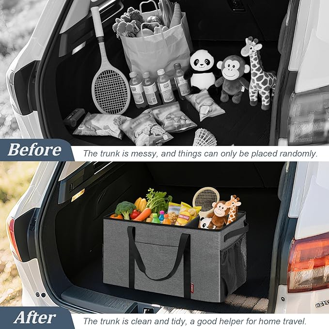 ZOMFELT 75L Standing Extra Large Utility Tote Bag with Removable Dividers&4-sided Reinforced, Reusable Grocery Shopping Bags