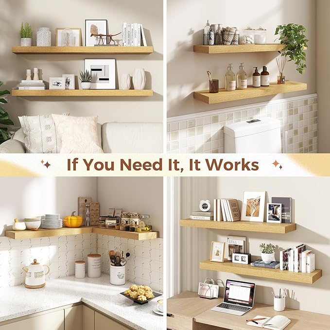Dreamland 40 Inch Floating Shelves for Wall,8 Inch Deep Floating Shelves,40" W x 8" D Wall Shelves for Bedroom,Living Room, K