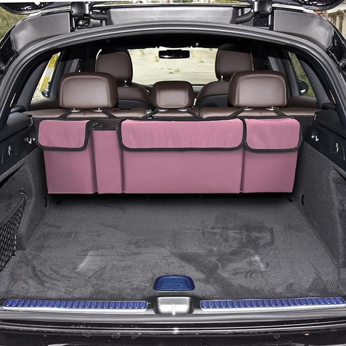 Car Trunk Organizer, Backseat Hanging Large Storage with Adjustable Straps,Waterproof PVC Collapsible Cargo Bag, Car Interior
