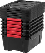 IRIS USA 13 QT Plastic Storage Box with Lid and Latches - 6 Pack - BPA-Free, Garage Organizing Solution, Durable Nestable Sta