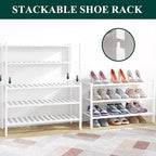Smiry Bamboo Shoe Rack for Closet, 6 Tier Wooden Stackable Shoe Organizer, Free Standing Shoes Storage Shelf for Entryway, Fr