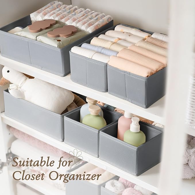 Criusia Drawer Organizers 18-Piece Set, Dresser Organizer for Baby Clothes, Foldable Closet Storage & Drawer Dividers for Und