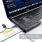 9-in-1 External CD/DVD Drive with Phone Holder, USB 3.0 & Type-C Portable DVD±RW/CD Burner, Plug and Play Optical Drive Compatible with Laptop PC, Desktop, Windows 11/10/8/7, Mac, Linux