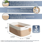NaturalCozy 13.5”x8.5”x5.5” Storage Baskets for Shelves 3 Pack | Cotton Rope Woven Small Baskets for Organizing | Small Stora