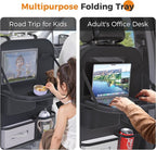 Car Back Seat Tray Organizer: Backseat Storage Protector Kids Travel Accessories Table Holder Car Kick Mat for Kid Road Trip Essentials - Truck Carseat Bag Cover Tablet Organizers Pocket 2 Pack