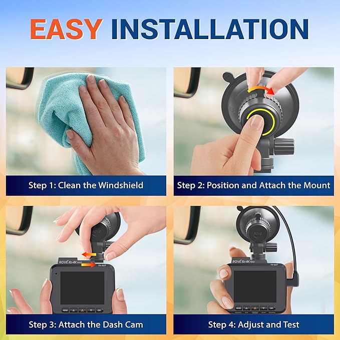 ROVE Suction Cup Mount for R2-4K, R2-4K PRO and R2-4K Dual Dash Camera Models