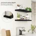 Fun Memories Floating Shelves - 9.3 Inch Deep Wall Shelf for Decor & Storage - Wall Mounted Display Shelving with Invisible H
