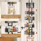 Hongtamoya Adjustable Over The Door Organizer, Closet Door Organizer Heavy Duty Hanging Door Storage with 4 Metal Baskets and