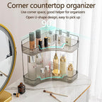 shuang qing 2-Tier Corner Bathroom Counter Organizer – Classic Storage Shelf for Makeup, Perfume & Toiletries, Space-Saving C