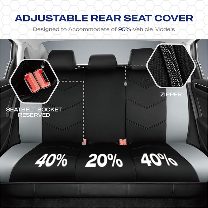Skechers Memory Foam Seat Covers,Leather Car Seat Covers, Ultimate Comfort & Support Seat CoversFull Sets,Airbag Compatible, 