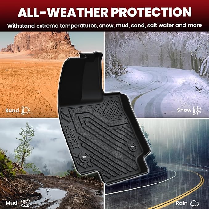 LASFIT Floor Mats & Cargo Mat for Lexus RX/RX350/RX350h/RX500h 2023-2026, TPE RX 350 All Weather Protection Custom Fit 1st & 2nd Row Rubber RX350 Floor Liners, Black, Easy to Clean
