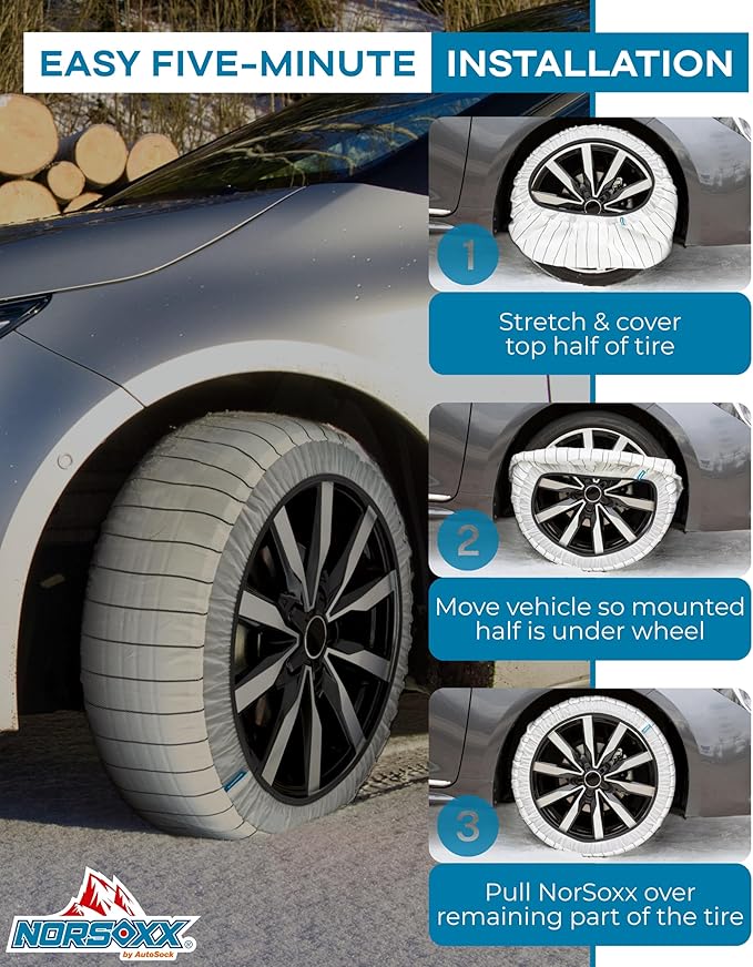 Passenger Vehicle Snow Socks for Tires, N53 - Car Sock Tire Traction Device for Snow, Ultimate Chain Alternative for Cars, SU