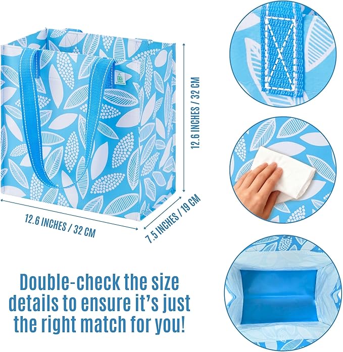 VENO 2-4 Pack Reusable Grocery shopping Bags, Medium Tote Bag w/Handle Hard Bottom, Heavy Duty, Foldable Carrier