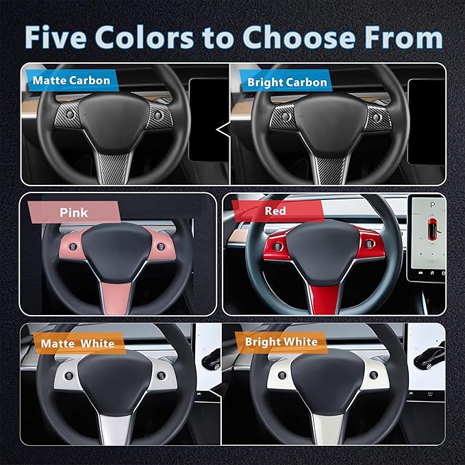 for Tesla 2017-2023 Model 3 and 2020-2024 Model Y Steering Wheel Cover Trim Interior Decoration Protection Accessories(Pink)