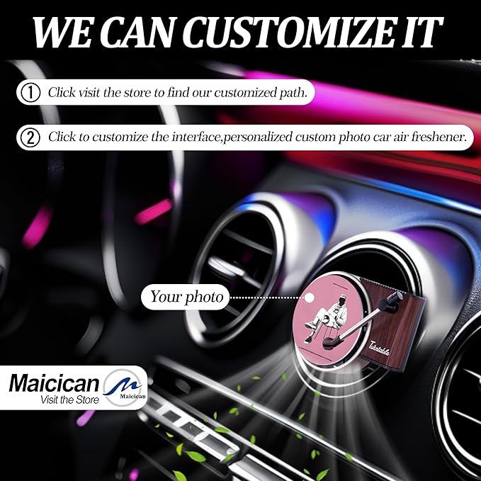 Maicican 12PCS Customizable Car Air Freshener Vent Clip, Pop Singer Album Cover Record Player Shape, Music Lover Gifts. (Fash