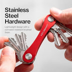 KeySmart Original Key Holder - Compact Key Organizer for Key Chain, Minimalist Clutter-Free EDC Keychains Key Ring, Red, 14 K