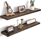 36 Inch Floating Shelves for Wall, 8"D High End Solid Hardwood Shelves for Decor Storage, Rustic Wall Shelves with Invisible 