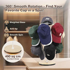 Keebofly Rotating Free Standing Hat Rack & Organizer Stand, 3-Tier Merchandise Display & Tabletop Baseball Cap Organizer Hold