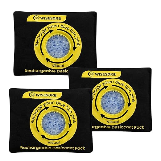 100g Reusable Silica Gel Desiccant Packs, Rechargeable Dehumidifier Moisture Absorbers with Color Indicator for Bins, Gun